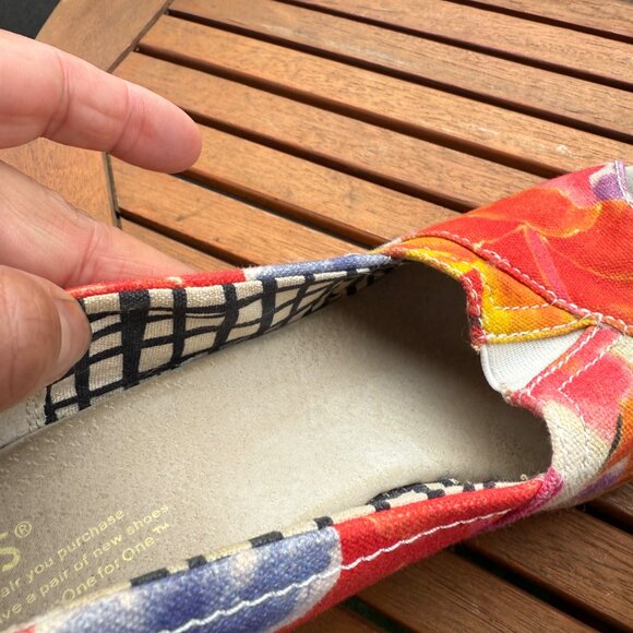 Toms Womens Floral Canvas Espadrille Wedge Peep Toe Shoes Size 8.5 - Picture 7 of 8
